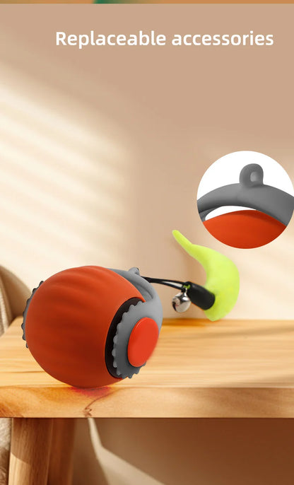 Rechargeable Interactive Cat Ball Toy with Faux Tail
