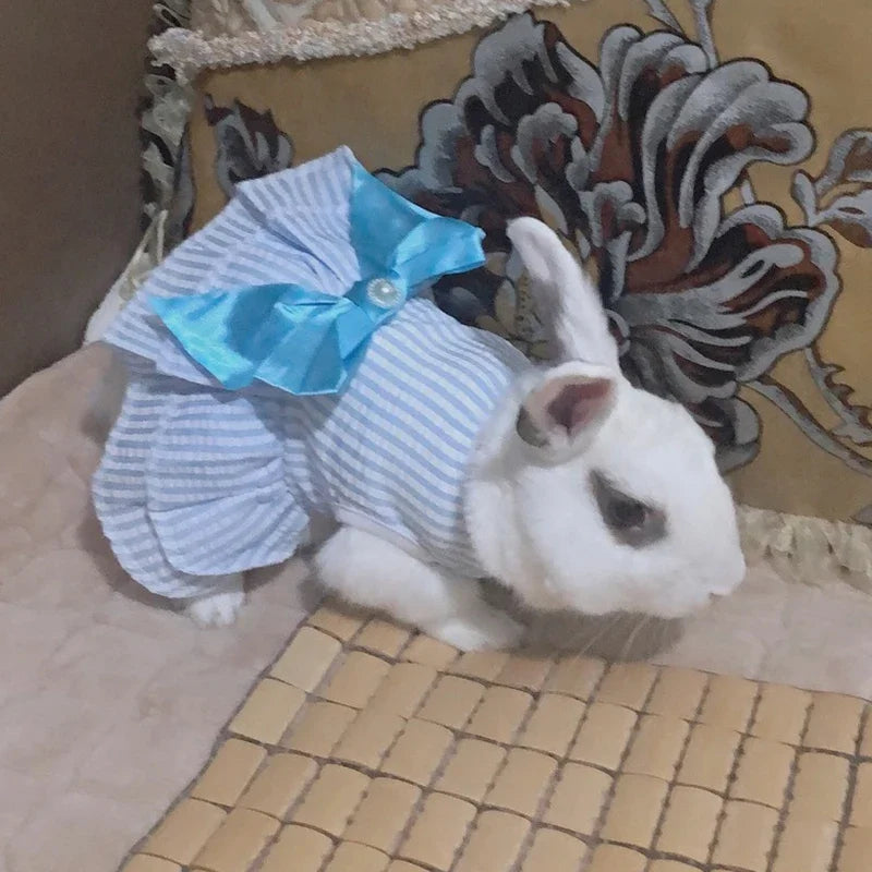 Striped Plaid Dress with Bow for Cats and Small Pets