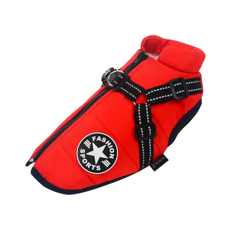 Waterproof Winter Dog Jacket with Harness for Large Breeds