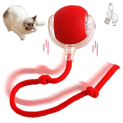 Rechargeable Interactive Cat Ball Toy with Faux Tail