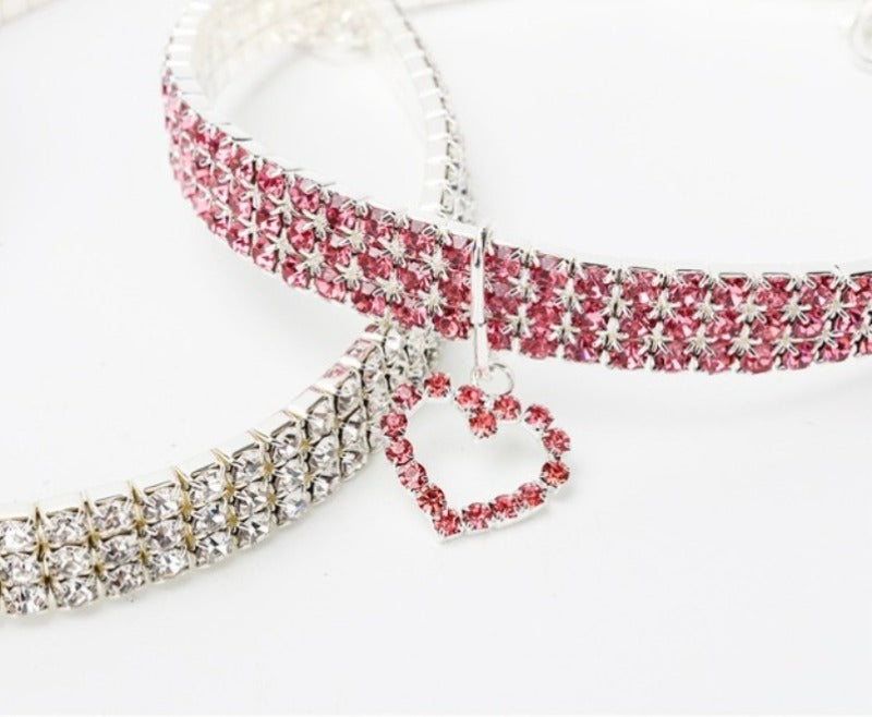 Rhinestone Pet Collar for Cats and Dogs - Adjustable Love Design