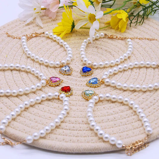 Adjustable Cat Collar with Pearl Decoration for Kittens