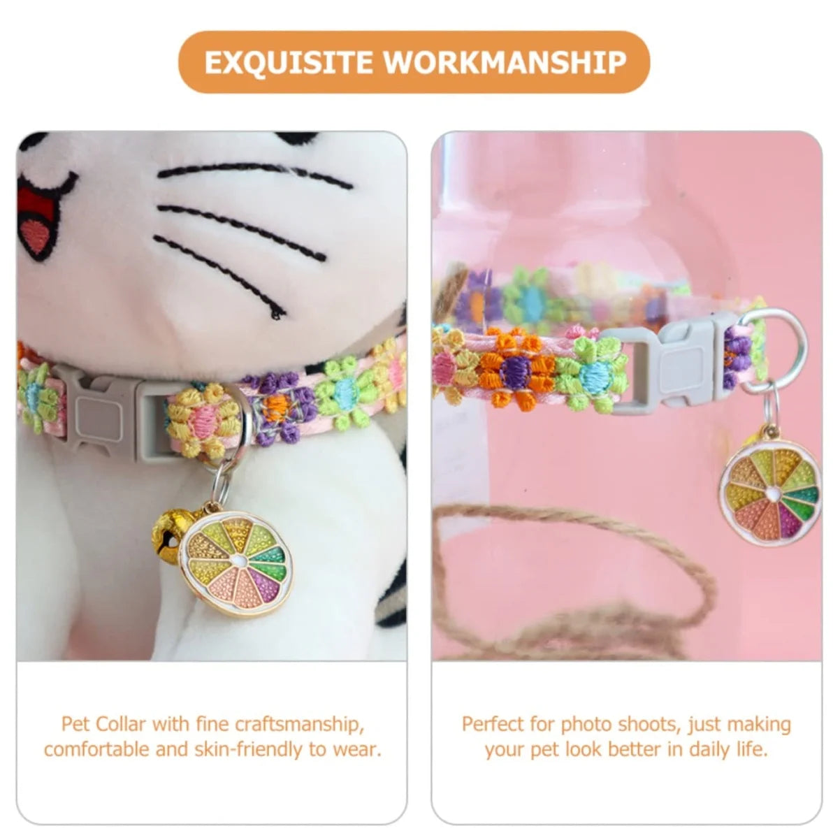 Colorful Adjustable Pet Collar with Bell for Dogs and Cats