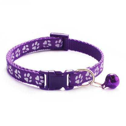 Dog Print Cat Collar with Bell - Multiple Color Options