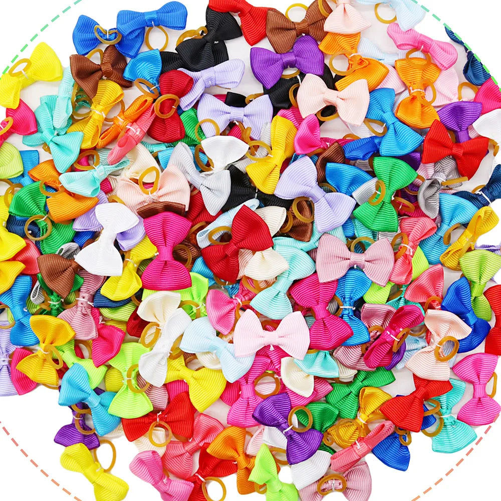20pcs Handmade Solid Dog Hair Bows for Small Dogs