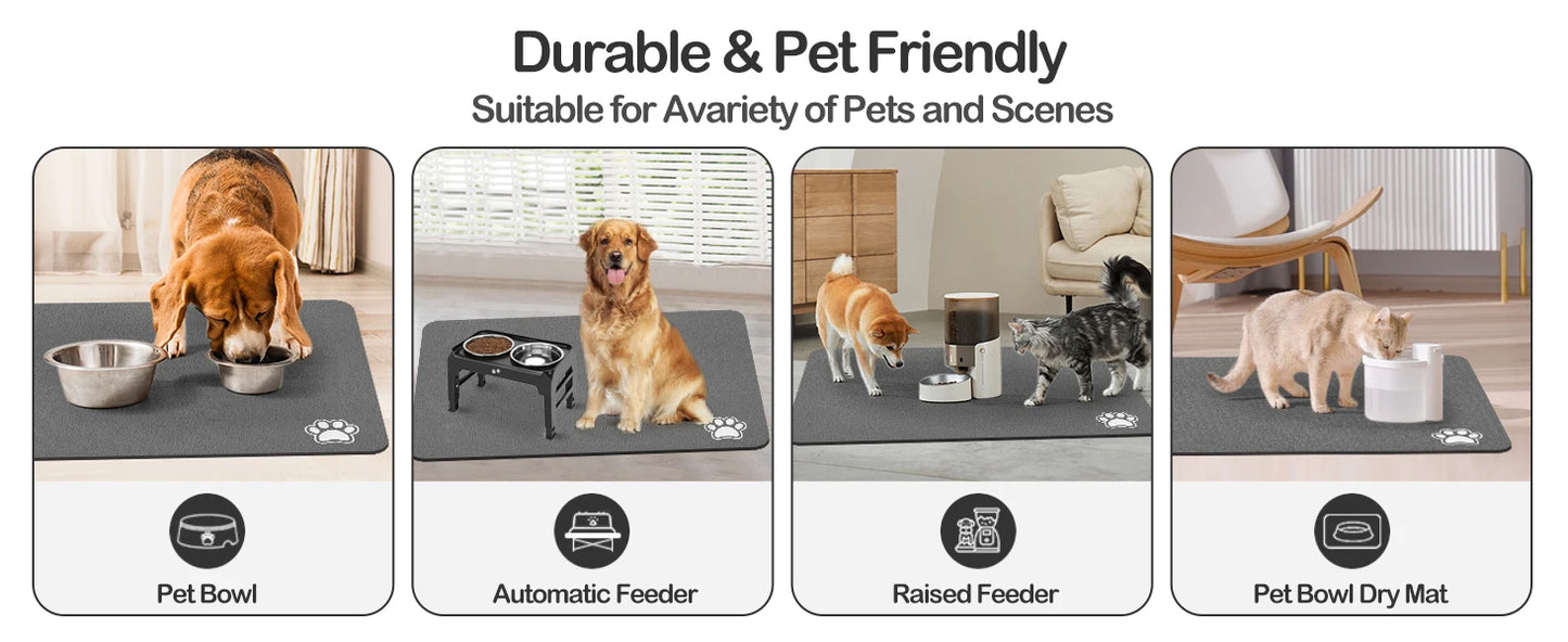 Absorbent Pet Feeding Mat for Dogs and Cats - Easy to Clean