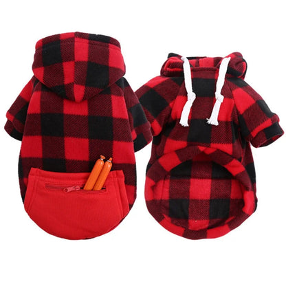 Plaid Dog Hoodie Jacket for Cold Weather - Warm Pet Apparel