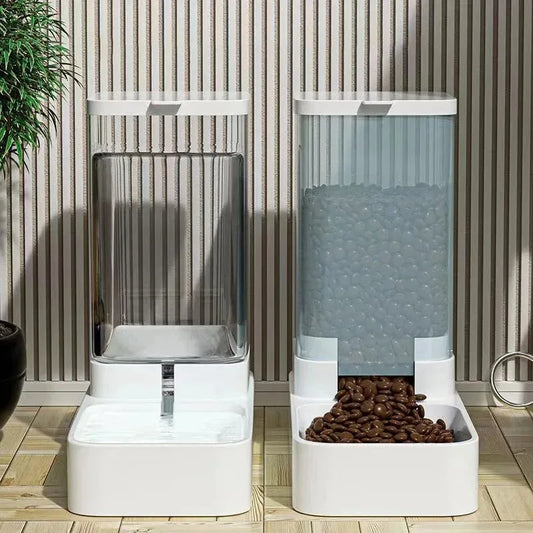 Automatic Tilting Water Bowl with Large Food Storage for Pets