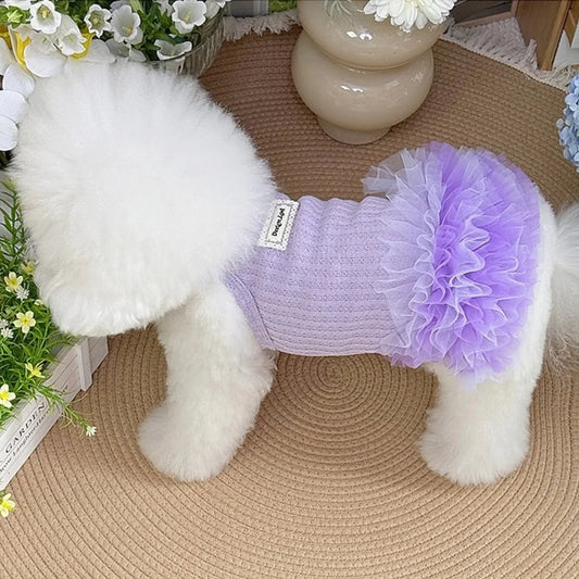Lightweight Purple Lace Dog Summer Dress for Small Pets