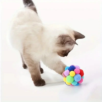 Colorful Plush Cat Toy Balls with Bells - 1/3PCS Set