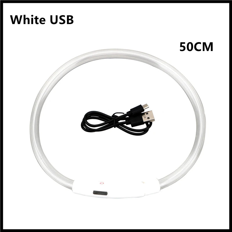LED Glowing USB Rechargeable Pet Safety Collar for Dogs and Cats