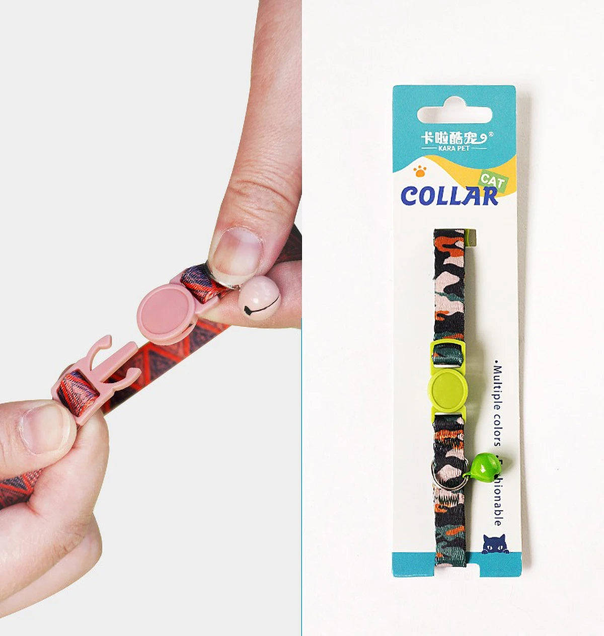 Adjustable Soft Nylon Cat Collar with Small Bell 15-30cm