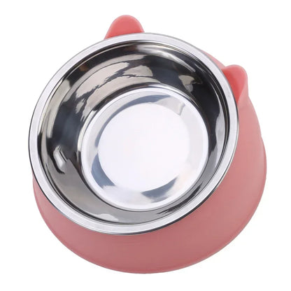 Inclined Stainless Steel Cat and Dog Feeding Bowl
