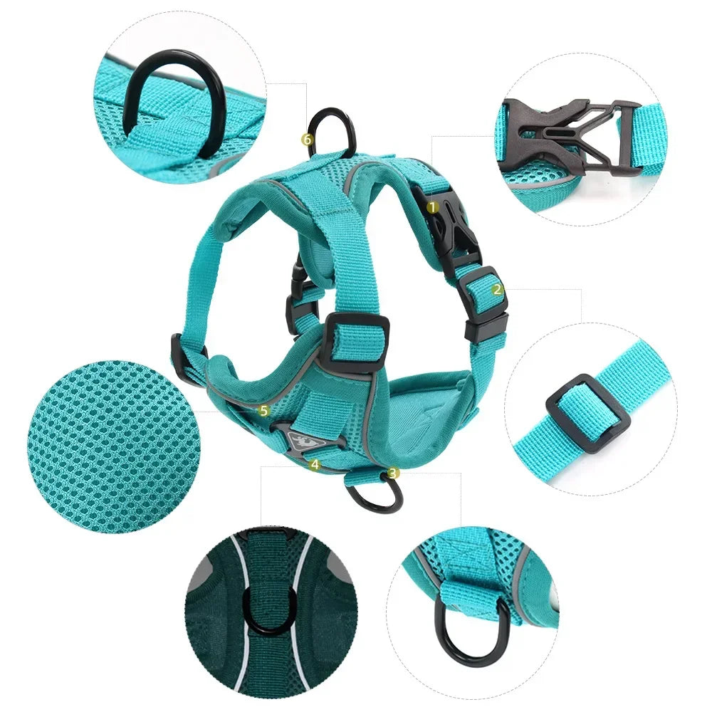 Adjustable No-Pull Dog Harness with 1.5m Leash Set