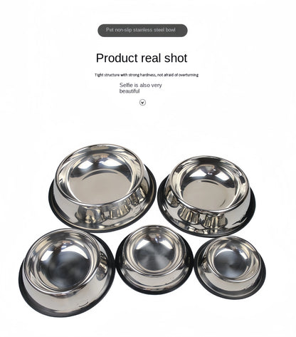Stainless Steel Pet Feeding Bowl for Dogs and Cats - 6 Sizes