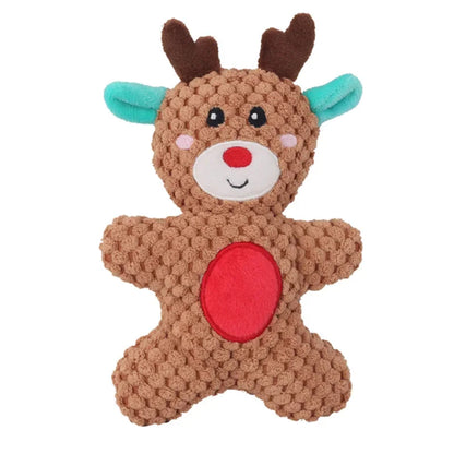 Plush Squeaky Dog Toy Set - Christmas Characters for Pets