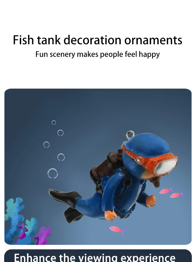 Realistic Floating Diver Ornament for Fish Tank Decoration