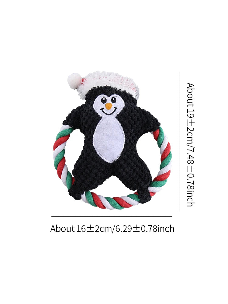 Christmas Cotton Rope Plush Dog Toys for Chewing and Play