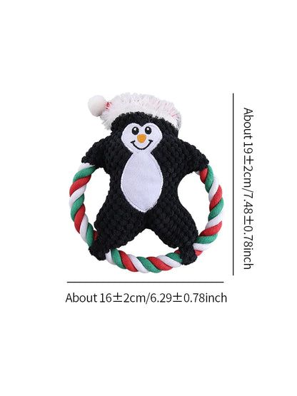 Christmas Cotton Rope Plush Dog Toys for Chewing and Play