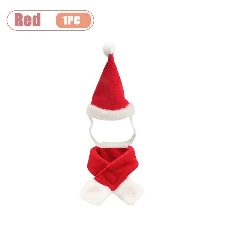 Pet Christmas Hat and Scarf Set for Cats and Small Dogs