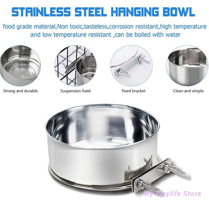 Hanging Stainless Steel Dog and Cat Food Water Bowls