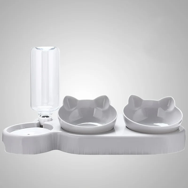 Cat Feeding Station with Bowls for Two Cats - Cute Design