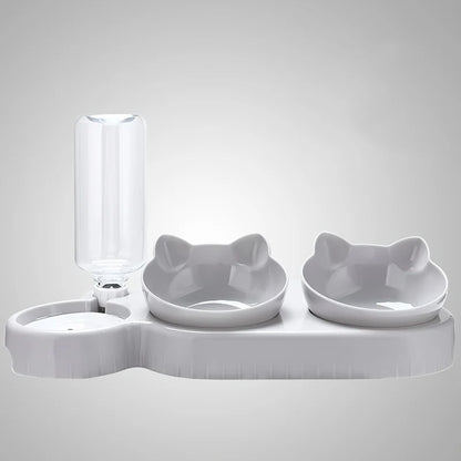 Cat Feeding Station with Bowls for Two Cats - Cute Design