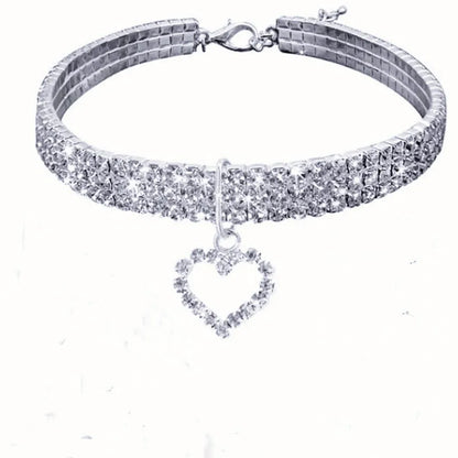Rhinestone Pet Collar for Cats and Dogs - Adjustable Love Design