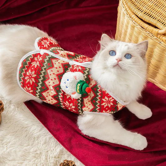 3D Bear Knit Sweater for Cats - Festive Winter Apparel