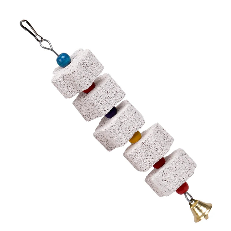 Calcium Stone Chewing Toy with Bells for Small Pets