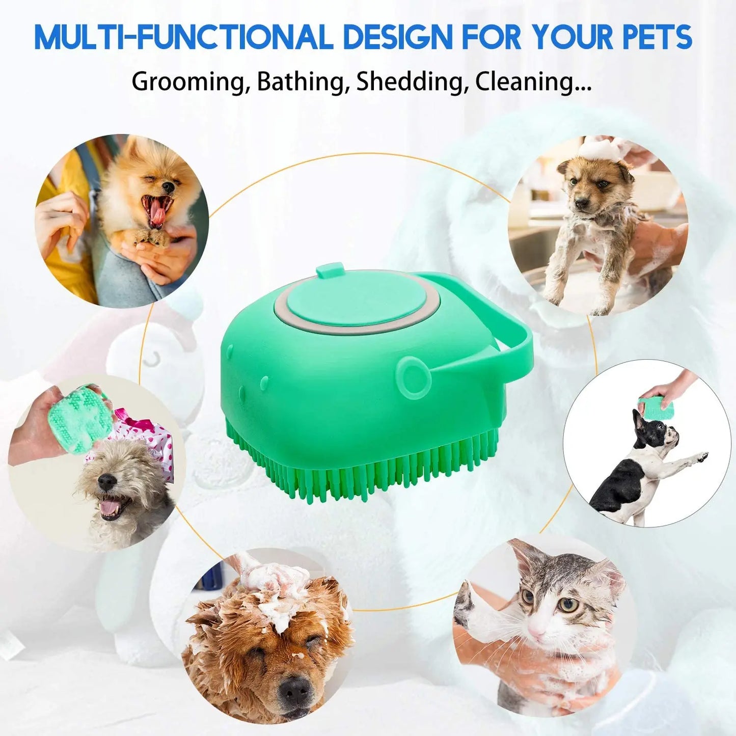 Silicone Dog Shampoo Brush for Short-Haired Pets