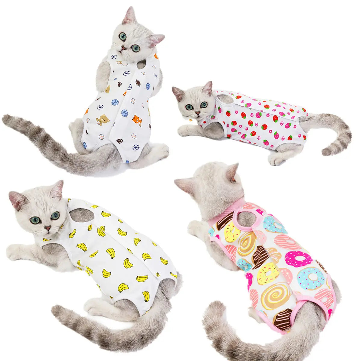 Breathable Cat Recovery Suit for Wound Protection