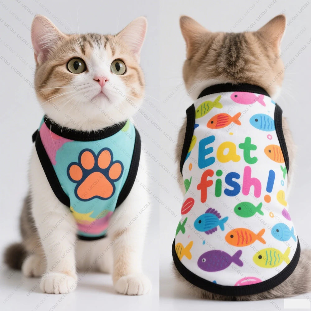 Leopard Pattern Summer Cat Vest for Cute Pets