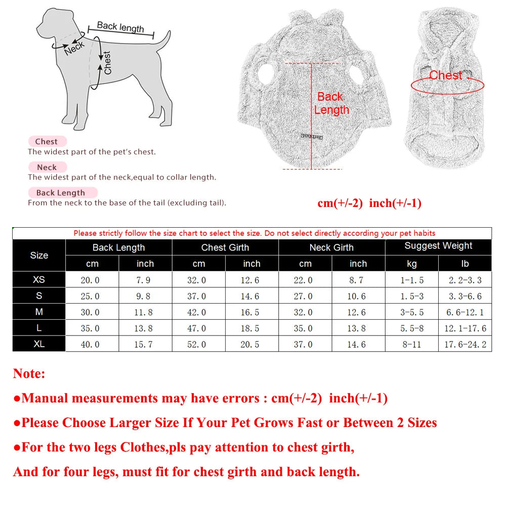Fleece Hoodie for Small Dogs and Cats - Warm Winter Coat