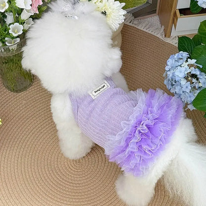 Lightweight Purple Lace Dog Summer Dress for Small Pets