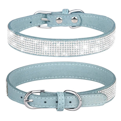 Glitter Rhinestone Dog Collar with Zinc Alloy Buckle for Small Pets
