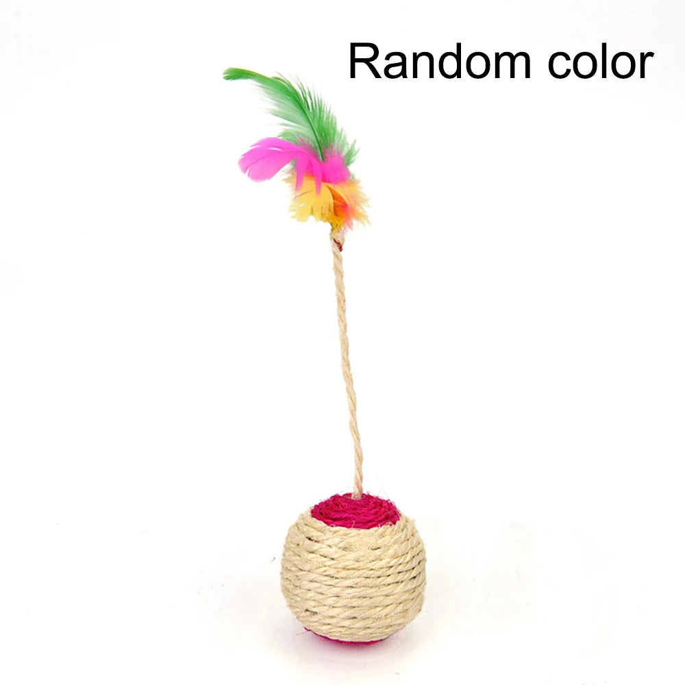 Colorful Feather Cat Toy Ball for Interactive Play and Claw Grinding