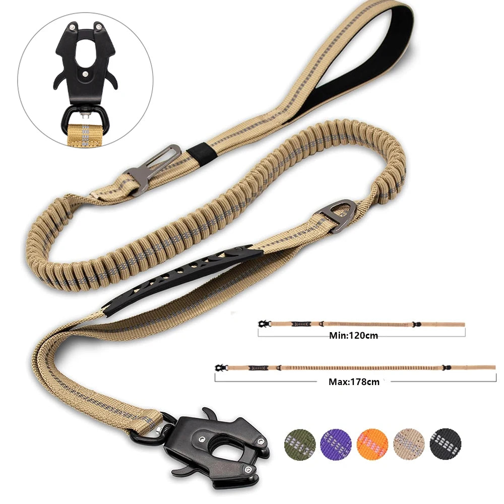 Heavy Duty Bungee Dog Leash with Car Seatbelt for Large Dogs
