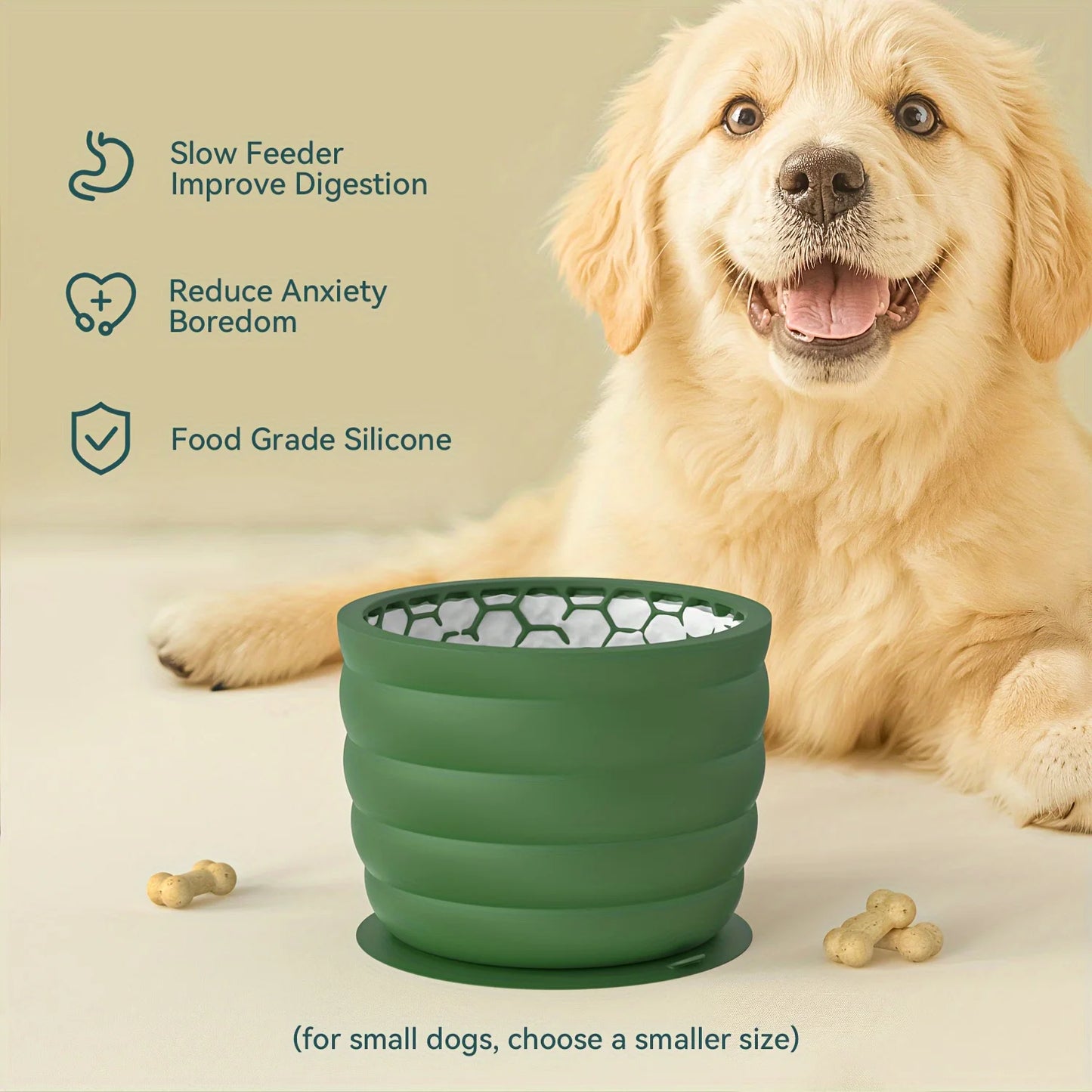 Silicone Slow Feeder Dog Bowl for Small to Medium Breeds