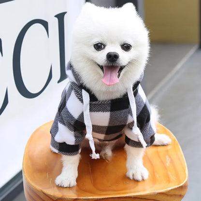 Plaid Dog Hoodie Jacket for Cold Weather - Warm Pet Apparel