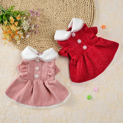 Pearl Button Princess Dress for Small Dogs and Cats