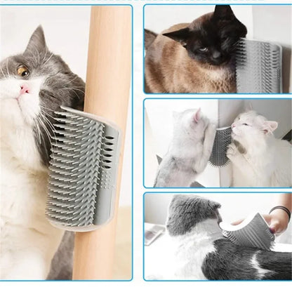 Cat Self-Cleaning Brush and Scratcher for Cats with Catnip