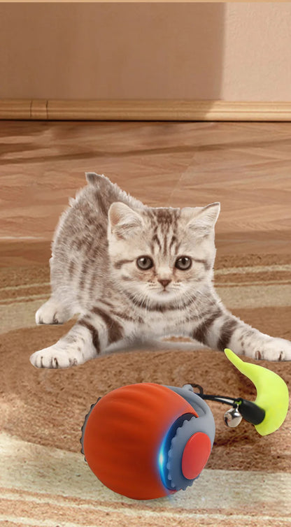 Rechargeable Interactive Cat Ball Toy with Faux Tail