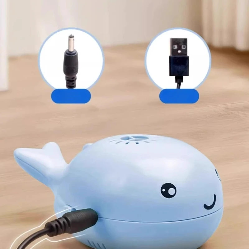 Electric Whale Cat Toy with Fan and Teaser Function