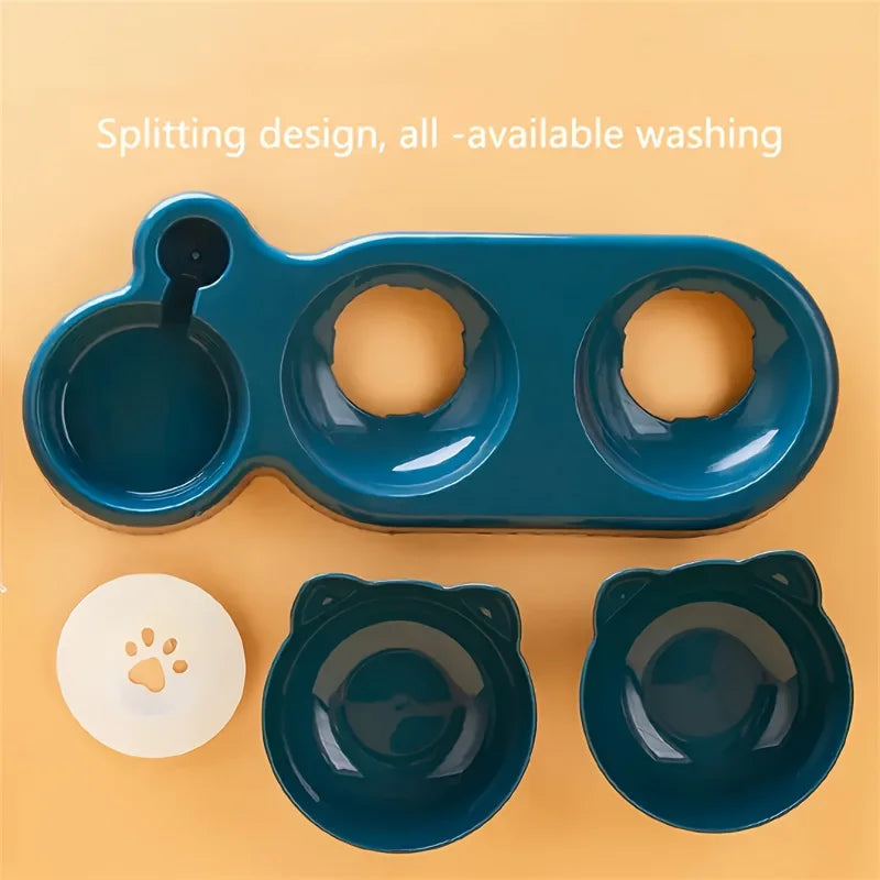 Cat Feeding Station with Bowls for Two Cats - Cute Design