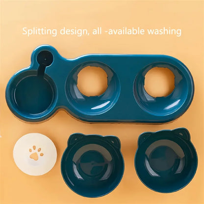 Cat Feeding Station with Bowls for Two Cats - Cute Design