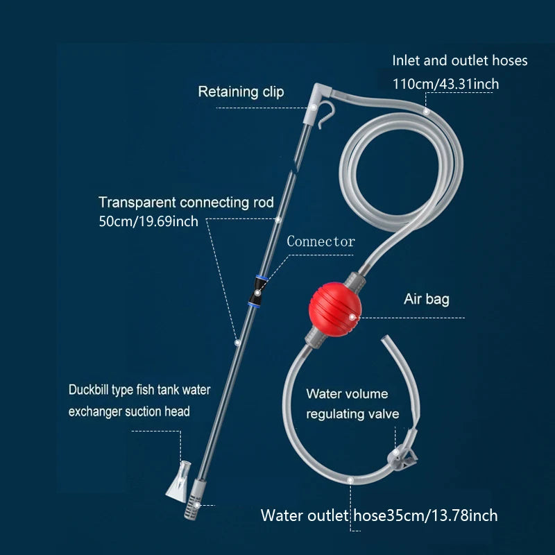 Aquarium Gravel Cleaner and Siphon Pump for Fish Tanks