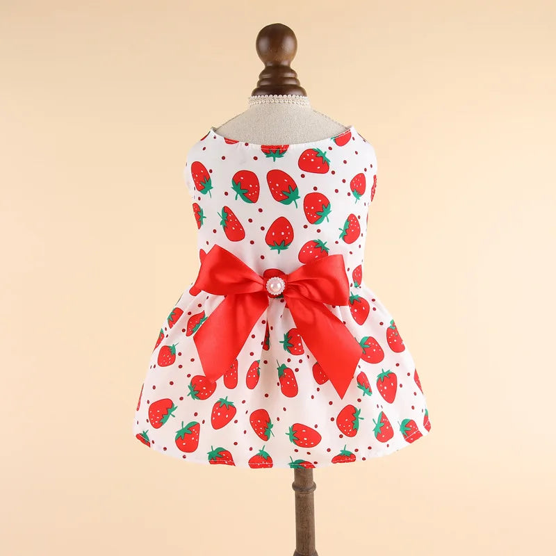 Striped Plaid Dress with Bow for Cats and Small Pets