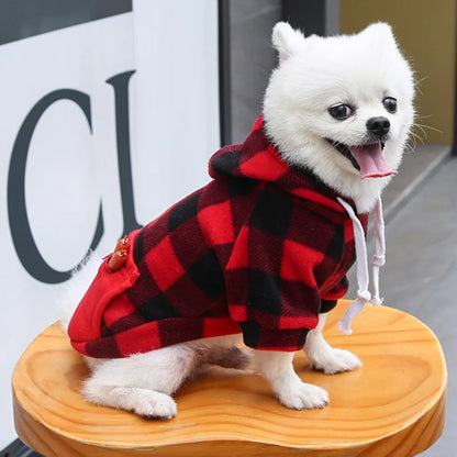 Plaid Dog Hoodie Jacket for Cold Weather - Warm Pet Apparel