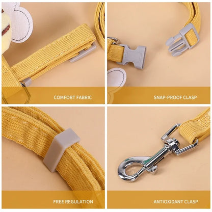 Adjustable Cartoon Bee Pet Harness and Leash Set for Small Dogs